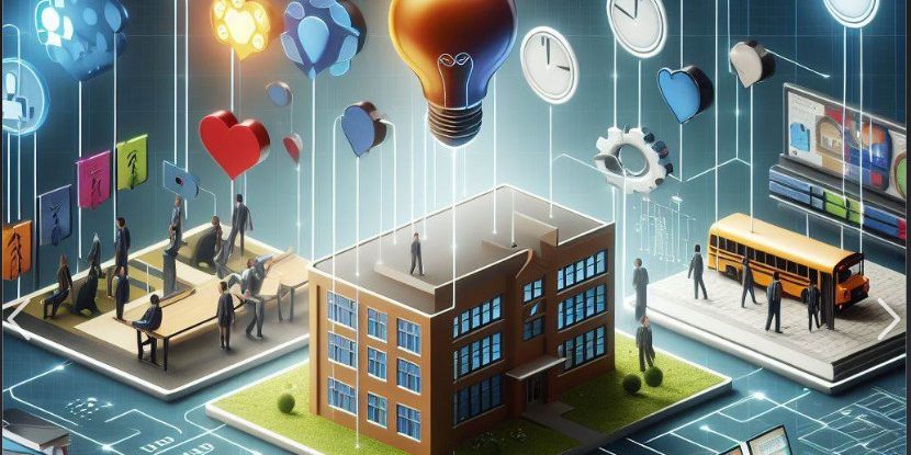 Juha Stenfors Ratkaistaan Kuva CoPilot created apicture, that has a an apartment building and other smaller buildings from which icons such as a light bulb, a heart, a clock and an aeroplane rise.
